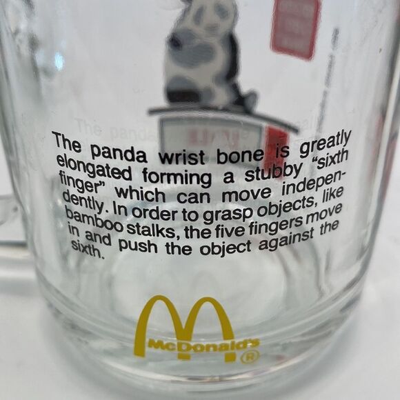 McDonald's Panda Bear Mug Set of 3 Toledo Zoo 1988 Nan Nan Le Le Clear Cups - Picture 7 of 10